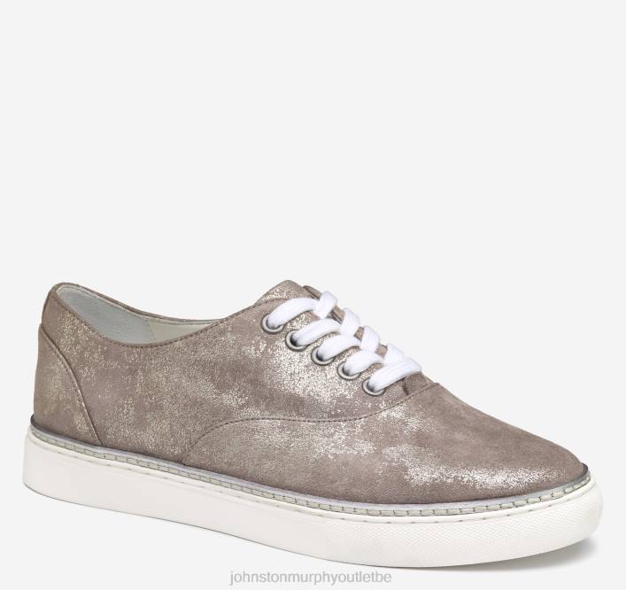 Johnston & Murphy femmes callie oxford TXRN1179 chaussures daim de chevreau métallisé étain