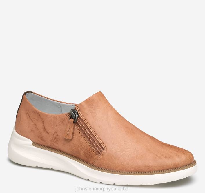 Johnston & Murphy femmes sneaker zippée émeri TXRN1219 chaussures peau de mouton lavée beige clair