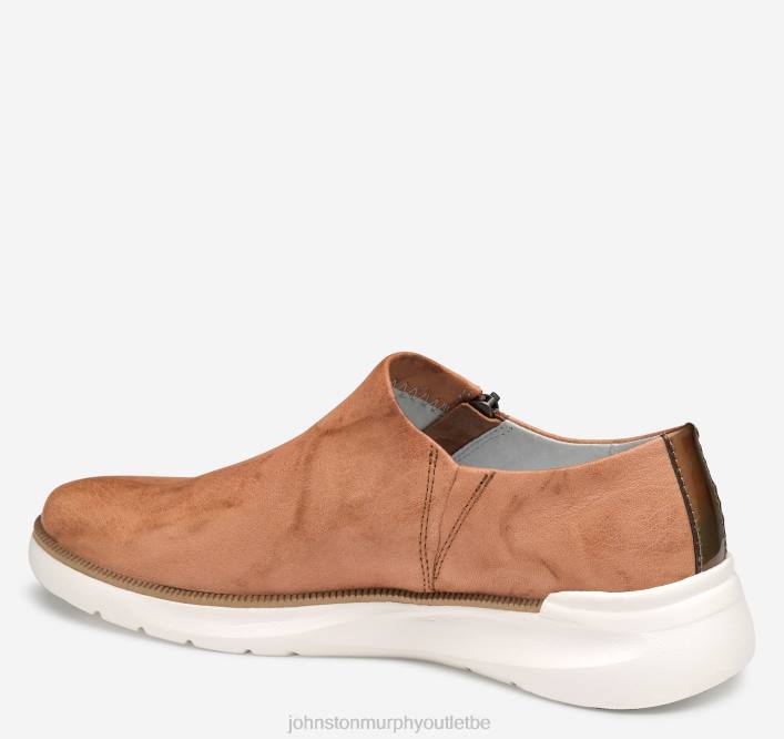 Johnston & Murphy femmes sneaker zippée émeri TXRN1219 chaussures peau de mouton lavée beige clair