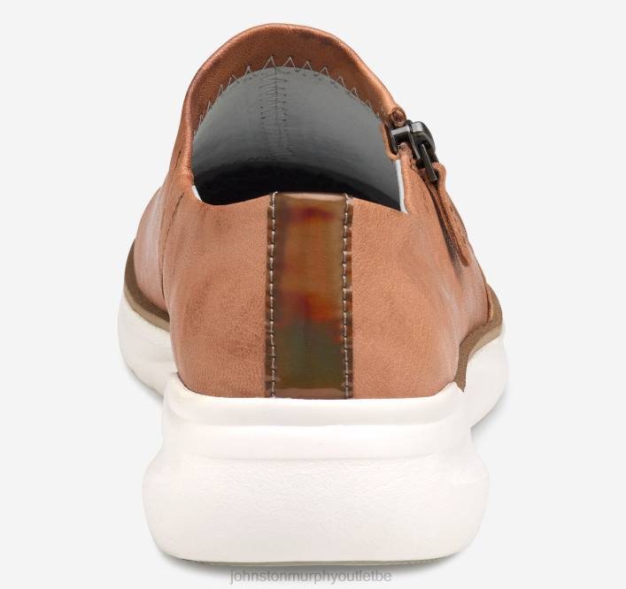 Johnston & Murphy femmes sneaker zippée émeri TXRN1219 chaussures peau de mouton lavée beige clair
