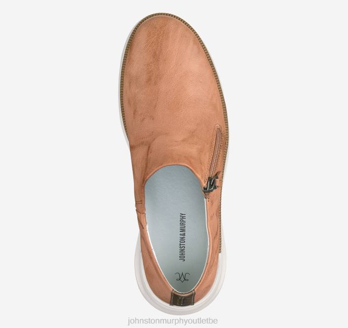 Johnston & Murphy femmes sneaker zippée émeri TXRN1219 chaussures peau de mouton lavée beige clair