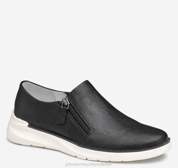 Johnston & Murphy femmes sneaker zippée émeri TXRN1220 chaussures peau de mouton lavée noire