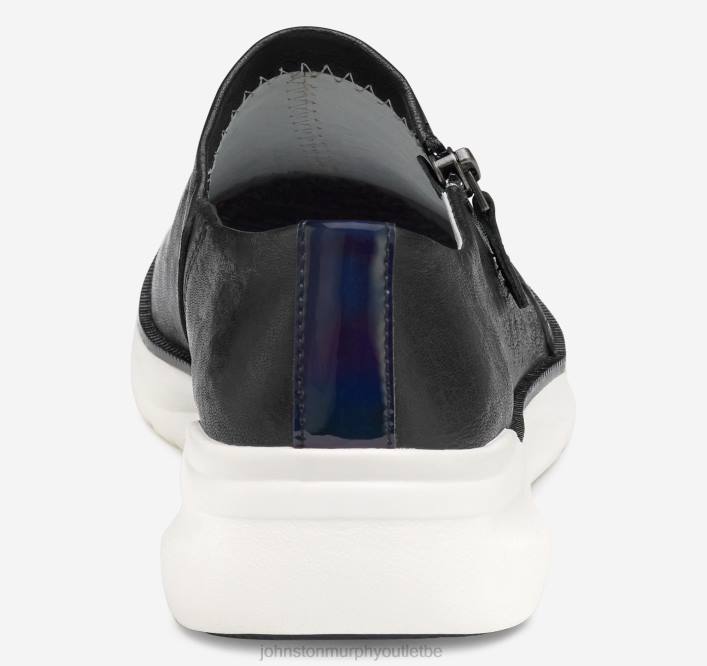 Johnston & Murphy femmes sneaker zippée émeri TXRN1220 chaussures peau de mouton lavée noire