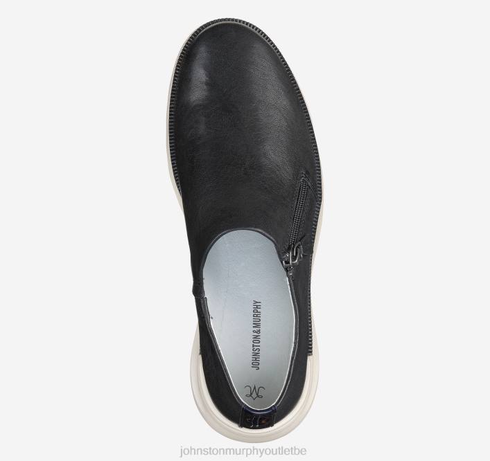 Johnston & Murphy femmes sneaker zippée émeri TXRN1220 chaussures peau de mouton lavée noire
