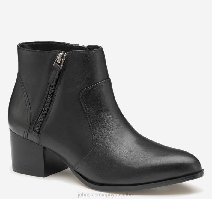 Johnston & Murphy femmes bottines trista à double zip TXRN1266 chaussures cuir de veau noir
