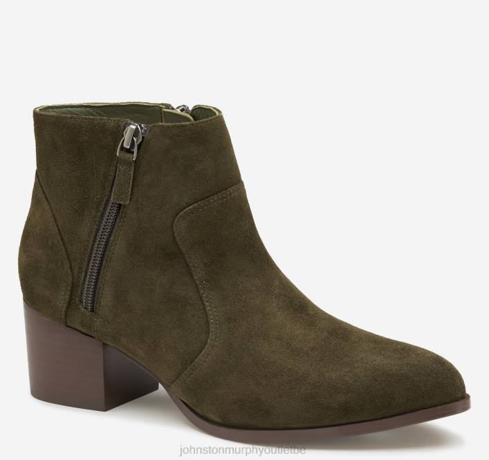 Johnston & Murphy femmes bottines trista à double zip TXRN1267 chaussures daim olive