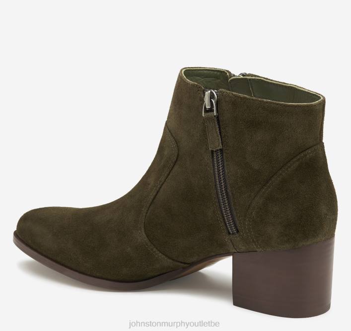 Johnston & Murphy femmes bottines trista à double zip TXRN1267 chaussures daim olive