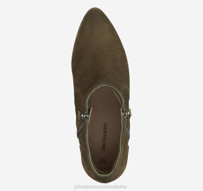 Johnston & Murphy femmes bottines trista à double zip TXRN1267 chaussures daim olive