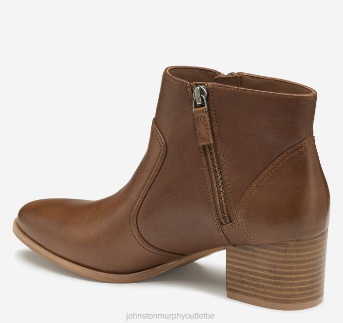 Johnston & Murphy femmes bottines trista à double zip TXRN1268 chaussures cuir de veau cognac