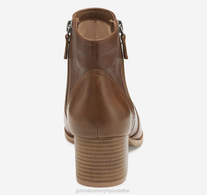 Johnston & Murphy femmes bottines trista à double zip TXRN1268 chaussures cuir de veau cognac