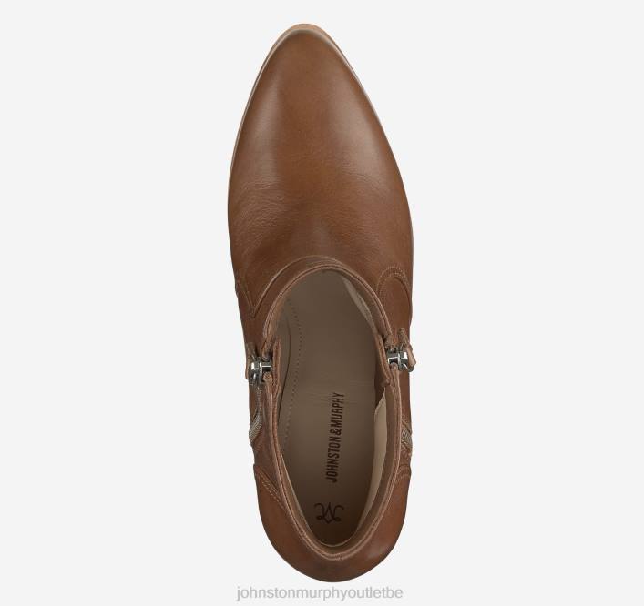 Johnston & Murphy femmes bottines trista à double zip TXRN1268 chaussures cuir de veau cognac