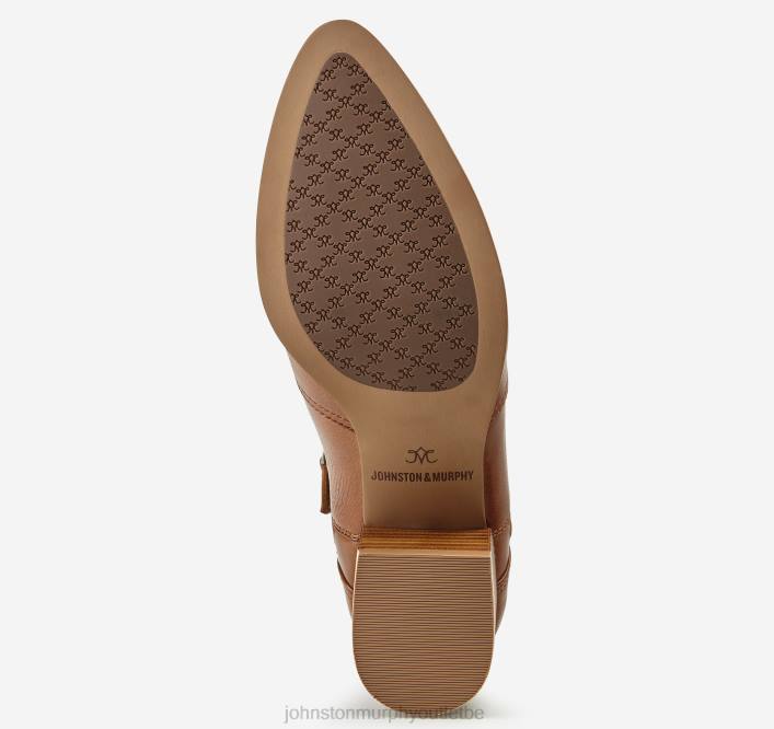 Johnston & Murphy femmes bottines trista à double zip TXRN1268 chaussures cuir de veau cognac