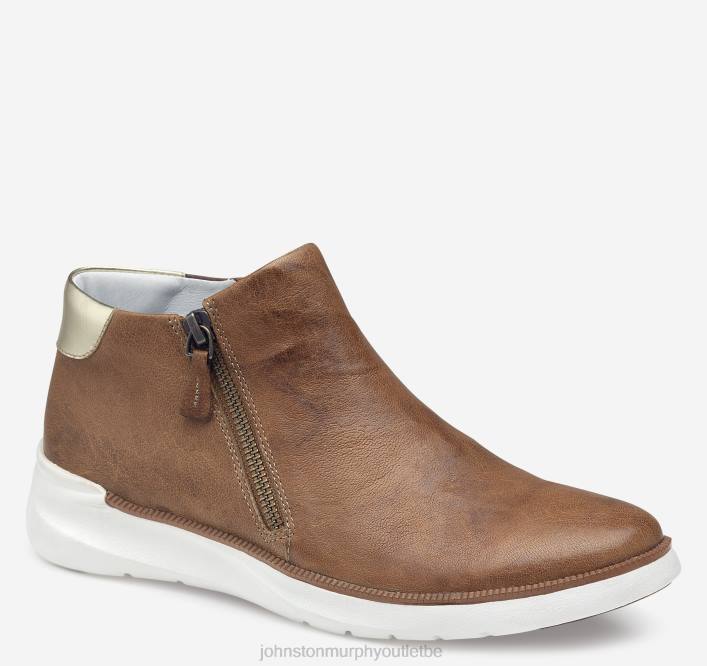 Johnston & Murphy femmes bottines zippées en émeri TXRN1228 chaussures peau de mouton lavée italienne cognac