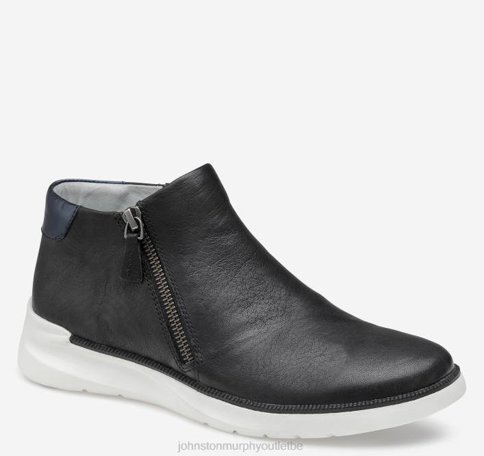 Johnston & Murphy femmes bottines zippées en émeri TXRN1258 chaussures peau de mouton lavée italienne noire