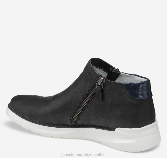 Johnston & Murphy femmes bottines zippées en émeri TXRN1258 chaussures peau de mouton lavée italienne noire