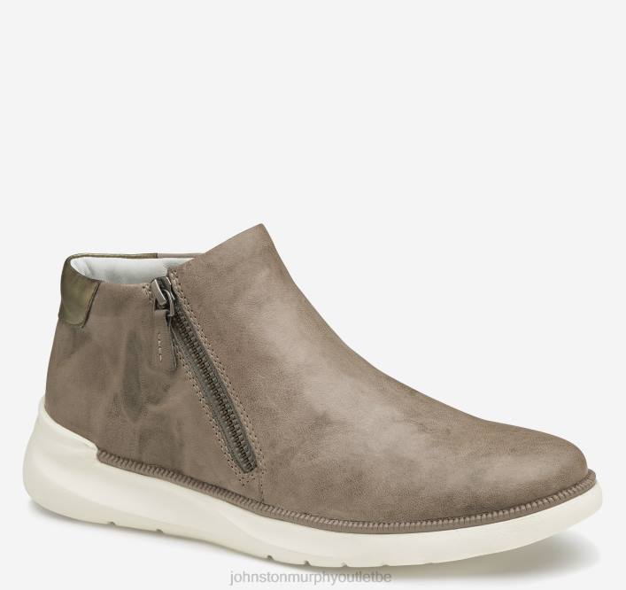 Johnston & Murphy femmes bottines zippées en émeri TXRN1260 chaussures peau de mouton lavée italienne grise