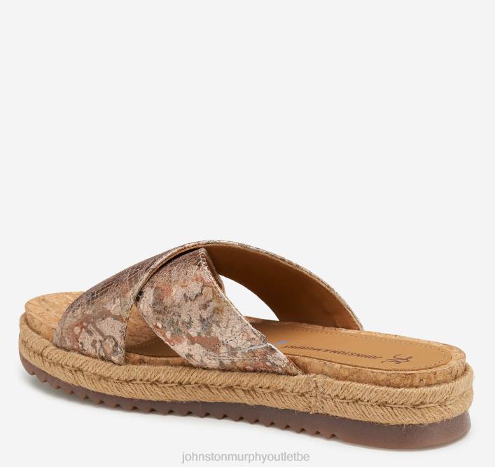 Johnston & Murphy femmes Slide à brides croisées Michelle TXRN1182 chaussures peau de mouton à imprimé métallisé rose mosaïque