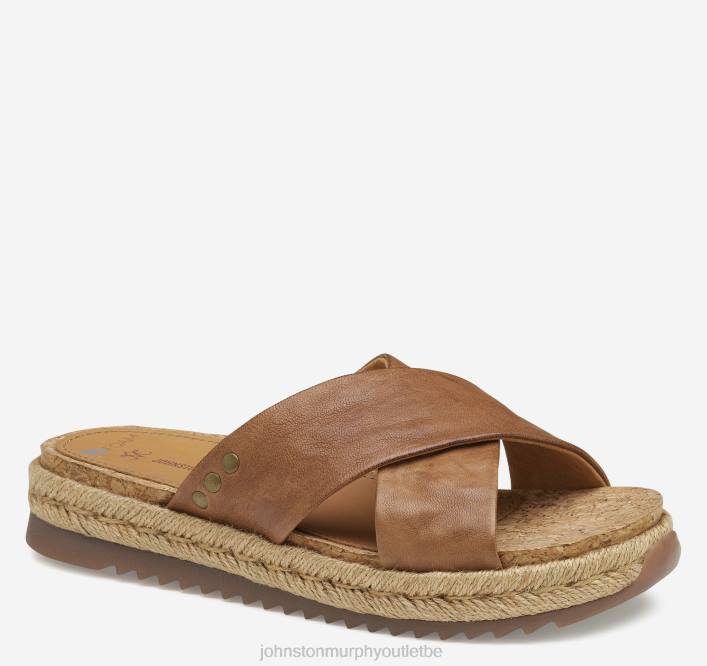 Johnston & Murphy femmes Slide à brides croisées Michelle TXRN1183 chaussures peau de mouton lavée beige