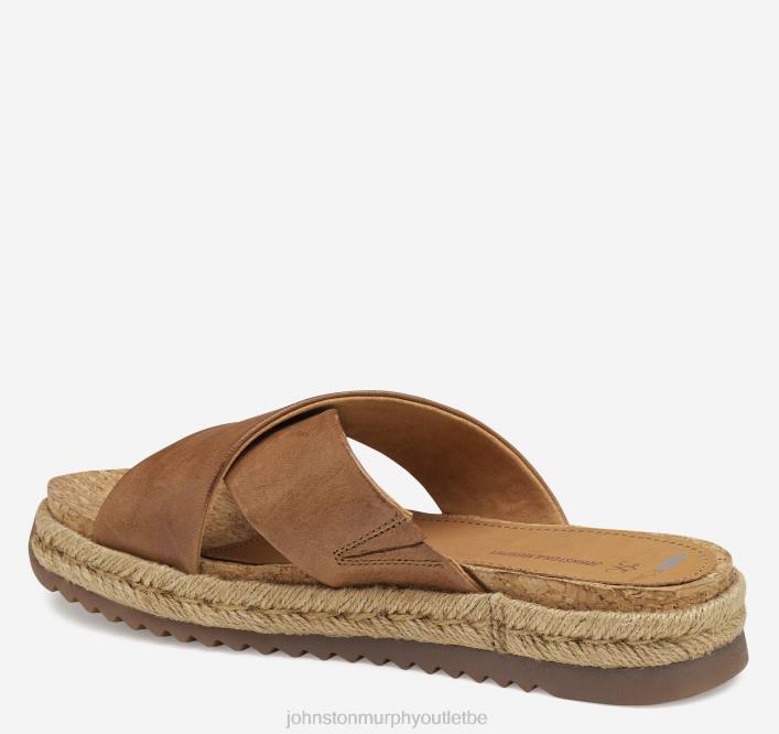 Johnston & Murphy femmes Slide à brides croisées Michelle TXRN1183 chaussures peau de mouton lavée beige