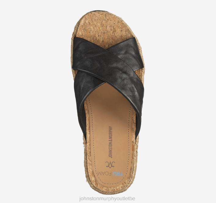 Johnston & Murphy femmes Slide à brides croisées Michelle TXRN1196 chaussures peau de mouton lavée noire