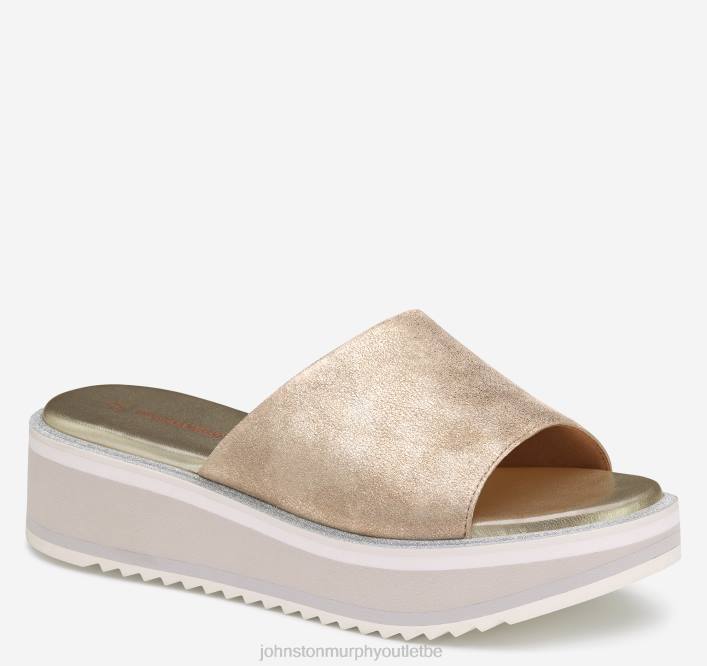 Johnston & Murphy femmes diapositive de grâce TXRN1214 chaussures daim de chevreau métallisé doré