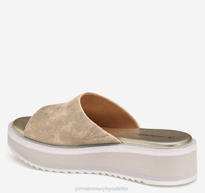 Johnston & Murphy femmes diapositive de grâce TXRN1214 chaussures daim de chevreau métallisé doré