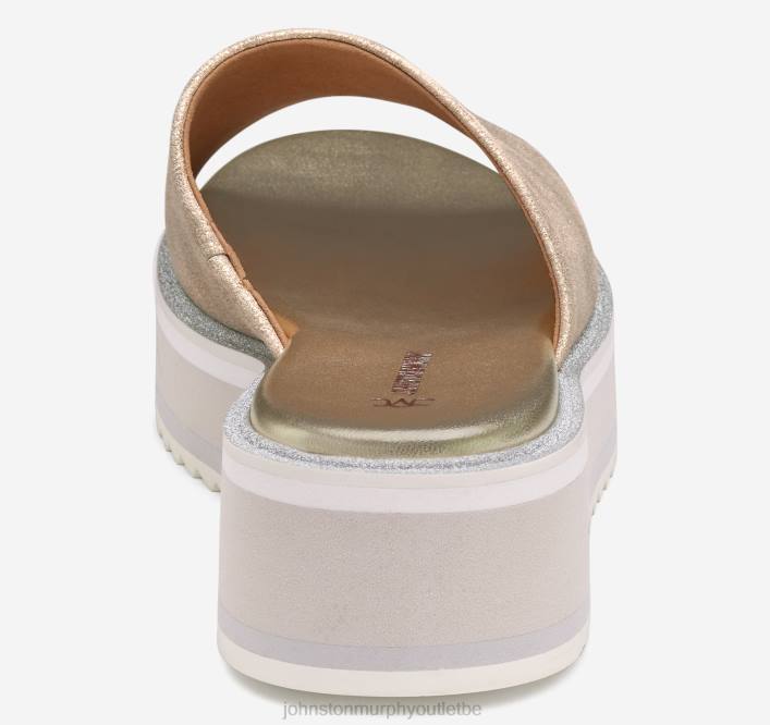 Johnston & Murphy femmes diapositive de grâce TXRN1214 chaussures daim de chevreau métallisé doré