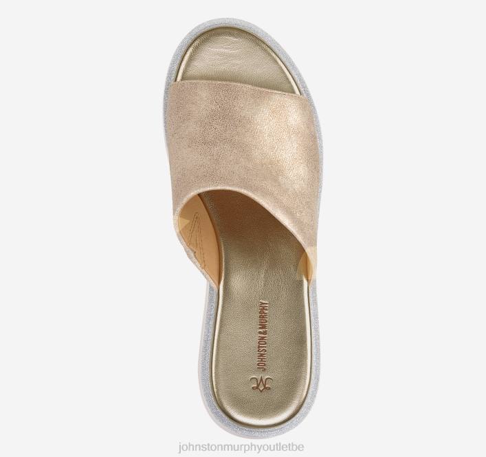 Johnston & Murphy femmes diapositive de grâce TXRN1214 chaussures daim de chevreau métallisé doré