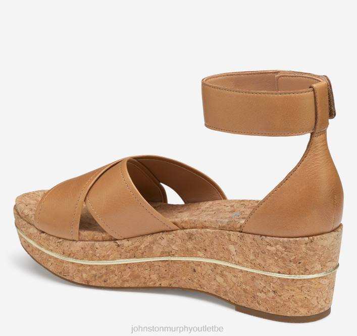 Johnston & Murphy femmes sandale à bandes croisées gigi TXRN1192 chaussures cuir de veau beige