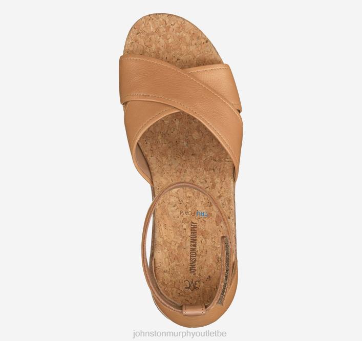Johnston & Murphy femmes sandale à bandes croisées gigi TXRN1192 chaussures cuir de veau beige