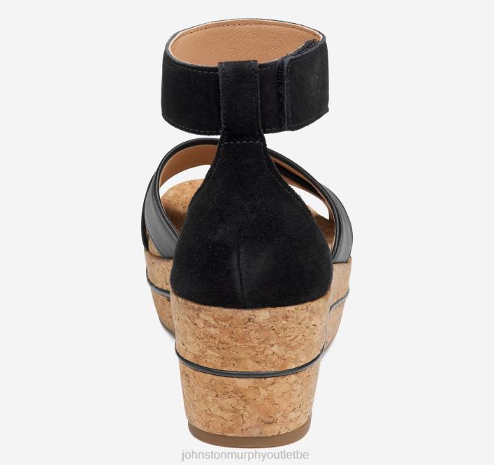 Johnston & Murphy femmes sandale à bandes croisées gigi TXRN1212 chaussures cuir de veau/daim noir