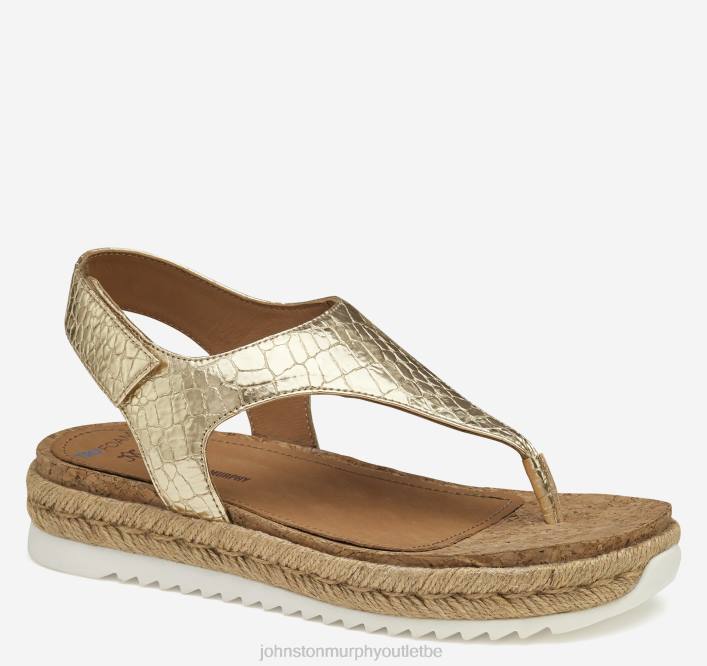 Johnston & Murphy femmes sandale michelle TXRN1197 chaussures cuir de mouton embossé croco doré