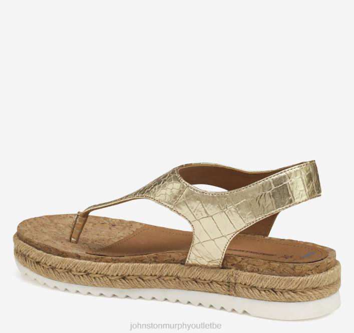 Johnston & Murphy femmes sandale michelle TXRN1197 chaussures cuir de mouton embossé croco doré