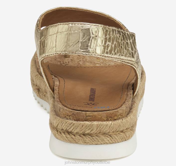 Johnston & Murphy femmes sandale michelle TXRN1197 chaussures cuir de mouton embossé croco doré