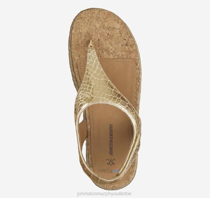 Johnston & Murphy femmes sandale michelle TXRN1197 chaussures cuir de mouton embossé croco doré