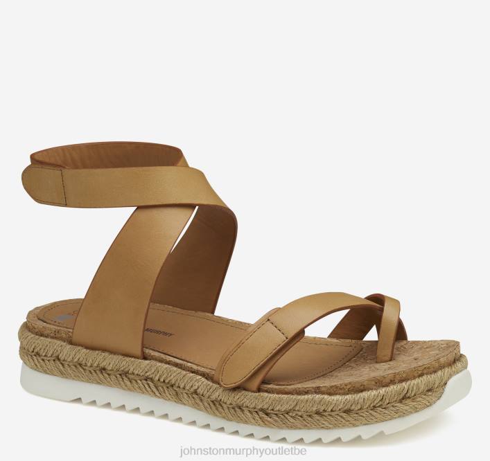 Johnston & Murphy femmes sandale tong à bride cheville Michelle TXRN1186 chaussures cuir de veau beige