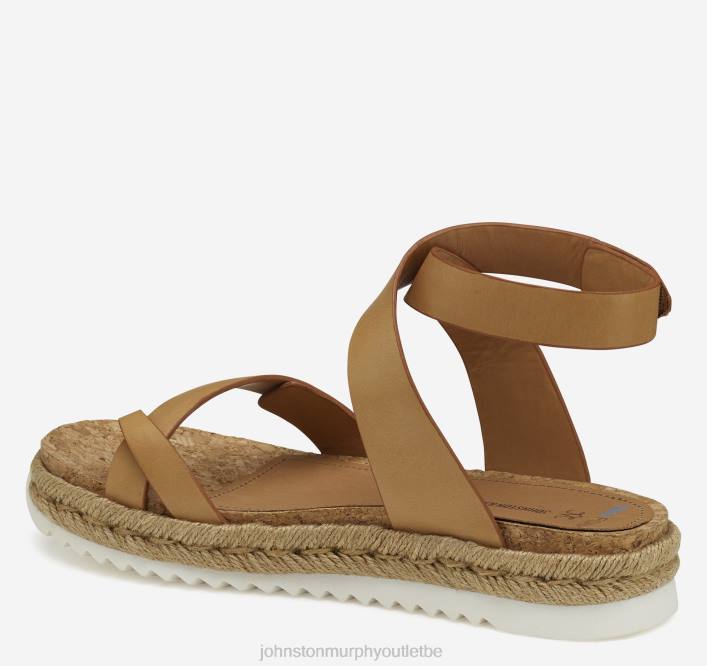 Johnston & Murphy femmes sandale tong à bride cheville Michelle TXRN1186 chaussures cuir de veau beige