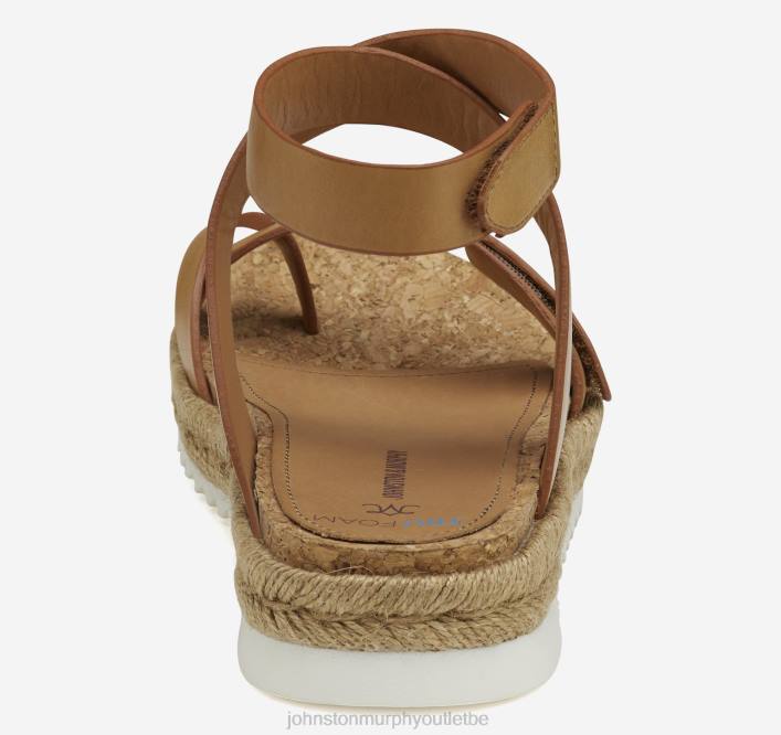 Johnston & Murphy femmes sandale tong à bride cheville Michelle TXRN1186 chaussures cuir de veau beige