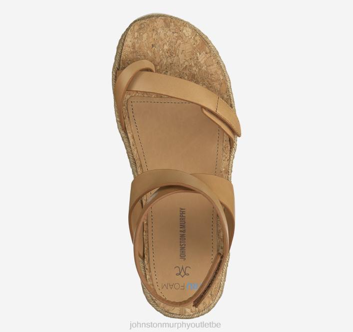 Johnston & Murphy femmes sandale tong à bride cheville Michelle TXRN1186 chaussures cuir de veau beige