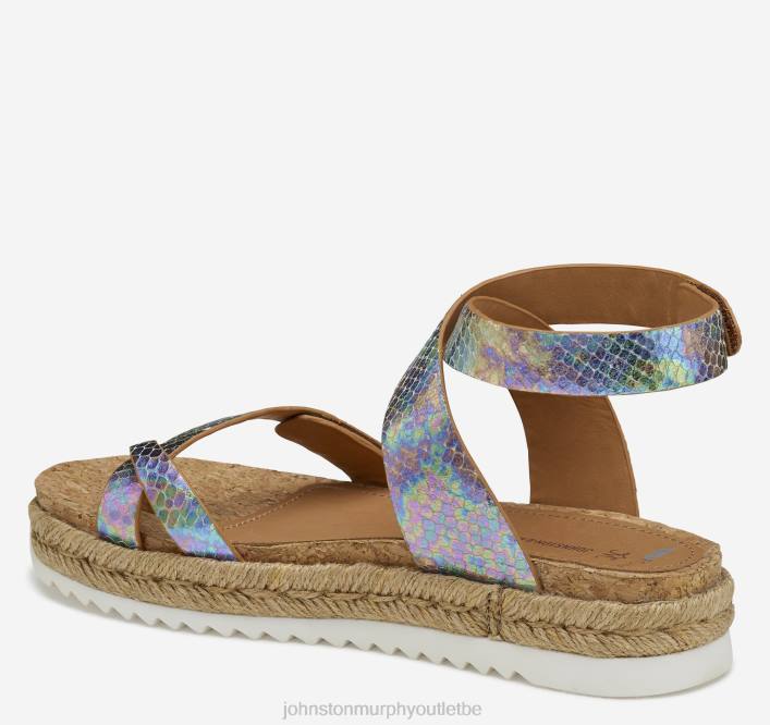 Johnston & Murphy femmes sandale tong à bride cheville Michelle TXRN1215 chaussures peau de mouton gaufrée serpent irisée