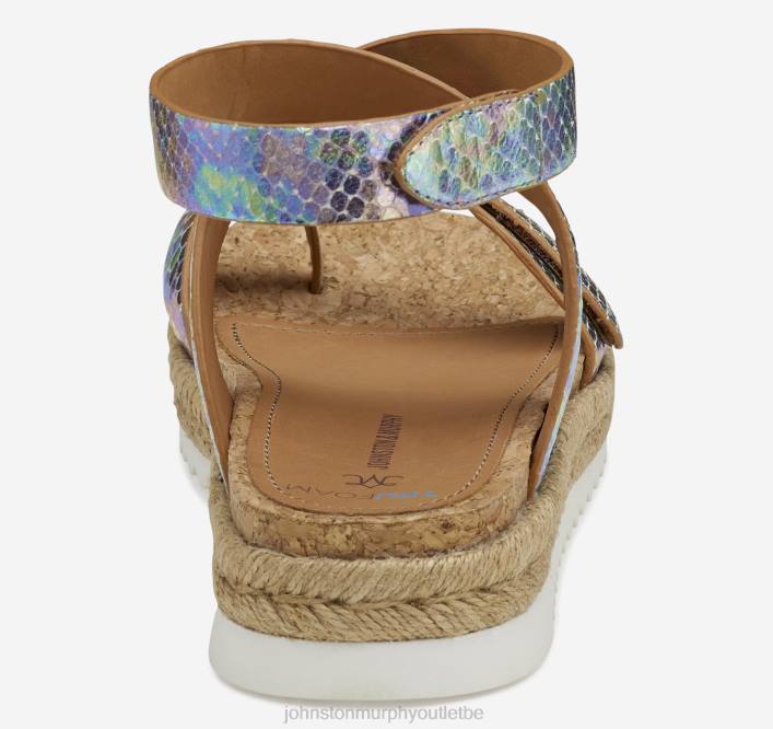 Johnston & Murphy femmes sandale tong à bride cheville Michelle TXRN1215 chaussures peau de mouton gaufrée serpent irisée