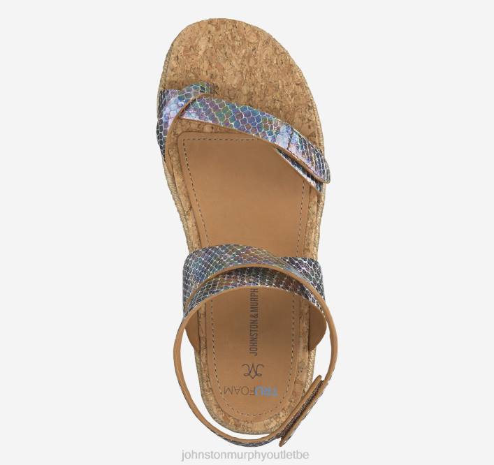 Johnston & Murphy femmes sandale tong à bride cheville Michelle TXRN1215 chaussures peau de mouton gaufrée serpent irisée