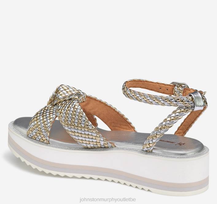 Johnston & Murphy femmes sandale tressée Grace TXRN1213 chaussures simili cuir métallisé argent/or