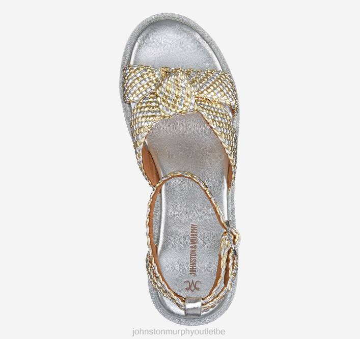 Johnston & Murphy femmes sandale tressée Grace TXRN1213 chaussures simili cuir métallisé argent/or