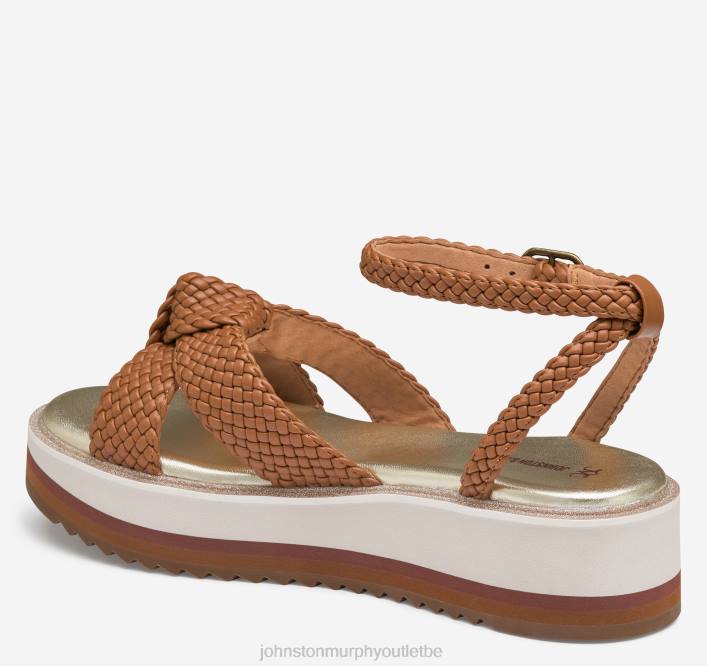 Johnston & Murphy femmes sandale tressée Grace TXRN1233 chaussures tige en simili cuir cognac