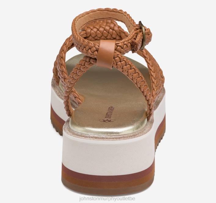 Johnston & Murphy femmes sandale tressée Grace TXRN1233 chaussures tige en simili cuir cognac