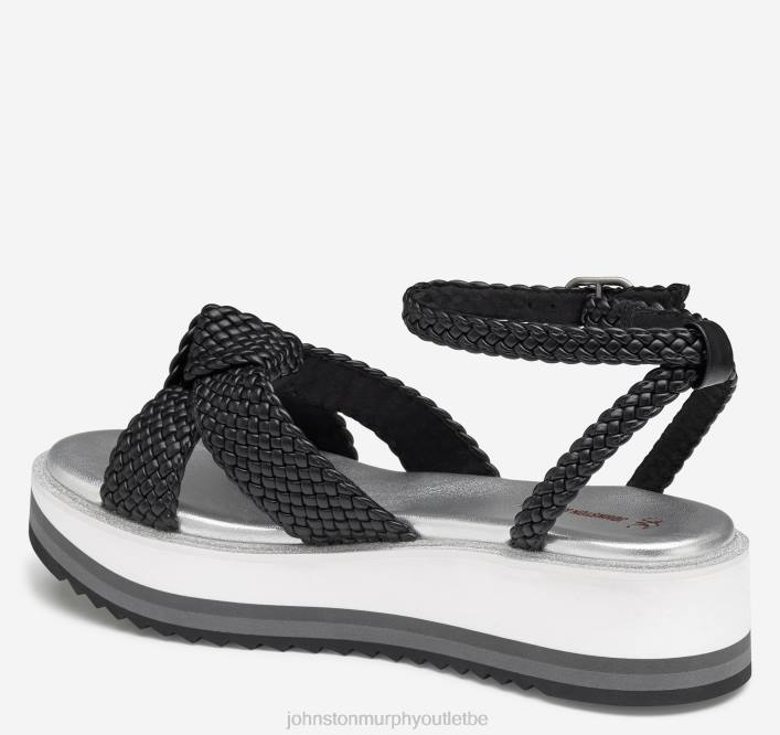 Johnston & Murphy femmes sandale tressée Grace TXRN1242 chaussures tige en simili cuir noir