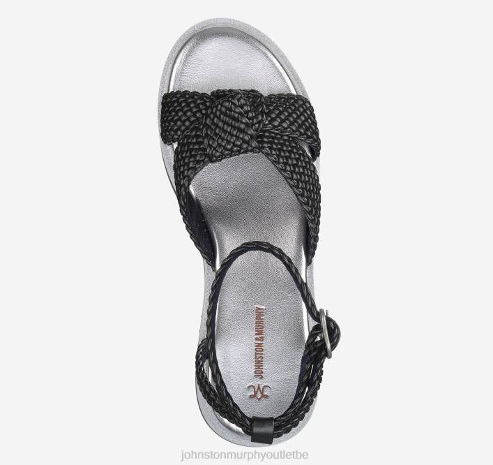 Johnston & Murphy femmes sandale tressée Grace TXRN1242 chaussures tige en simili cuir noir