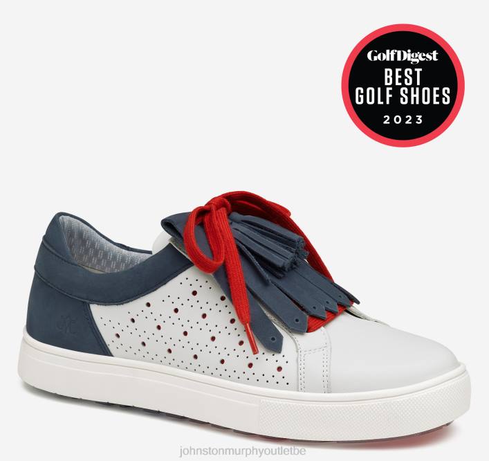 Johnston & Murphy femmes madison perf hybride TXRN1225 chaussures cuir de veau blanc/marine/rouge