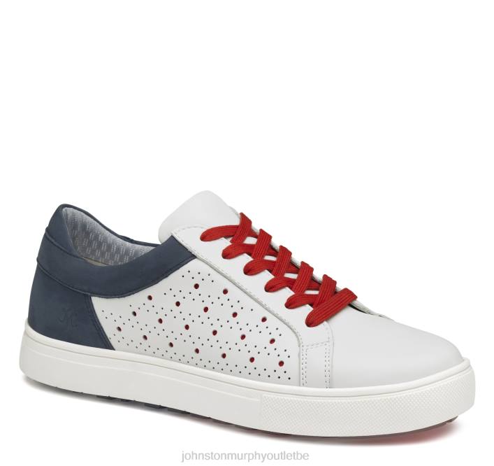 Johnston & Murphy femmes madison perf hybride TXRN1225 chaussures cuir de veau blanc/marine/rouge